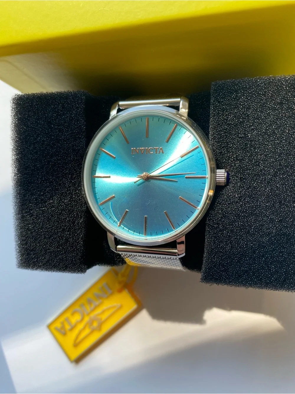 NEW Invicta Unisex Angel Starlight 38mm Light Blue Dial Silver Mesh Watch
